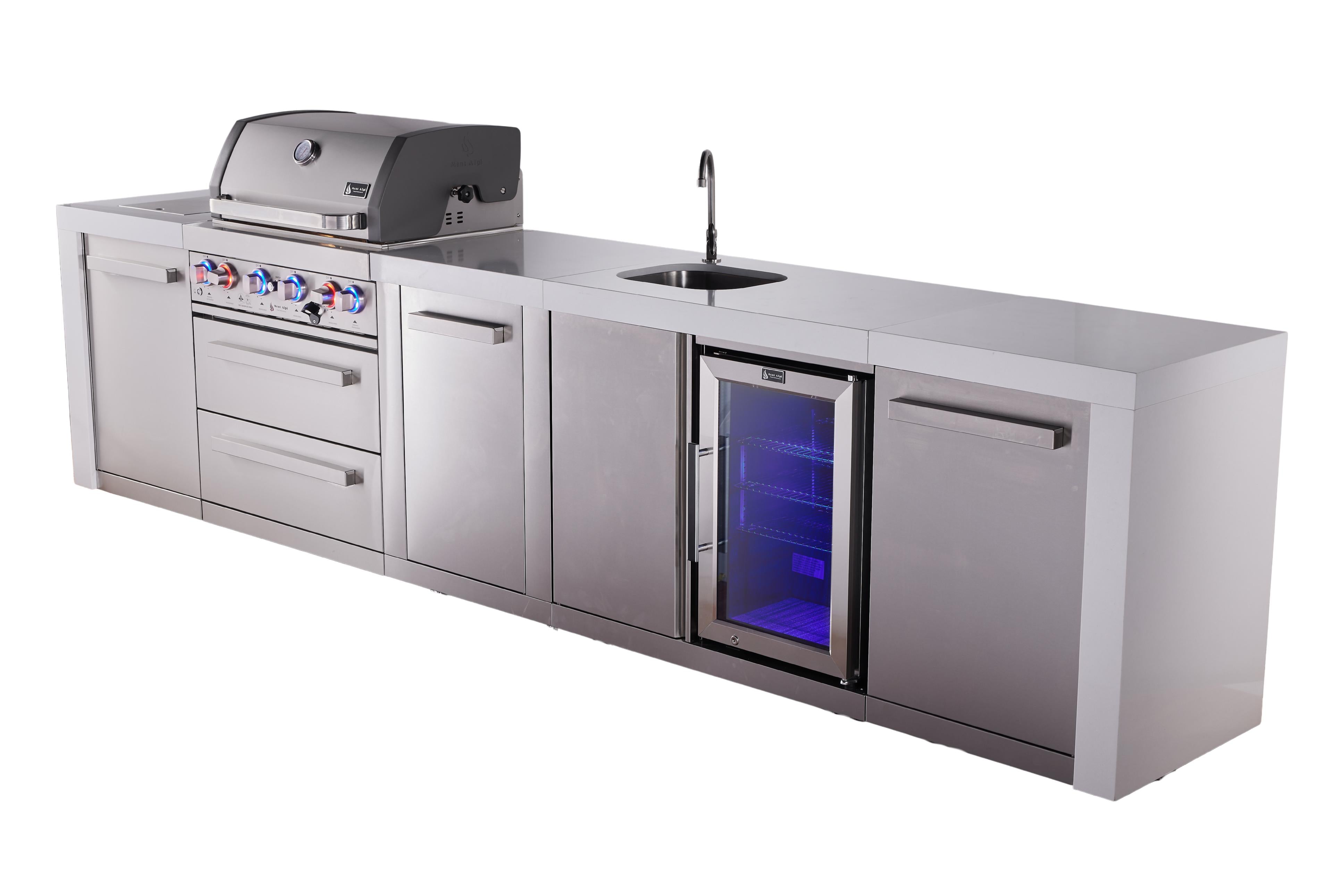 Mont Alpi 4-burner deluxe series outdoor kitchen island with beverage center and extra storage cabinet - Mont Alpi Canada