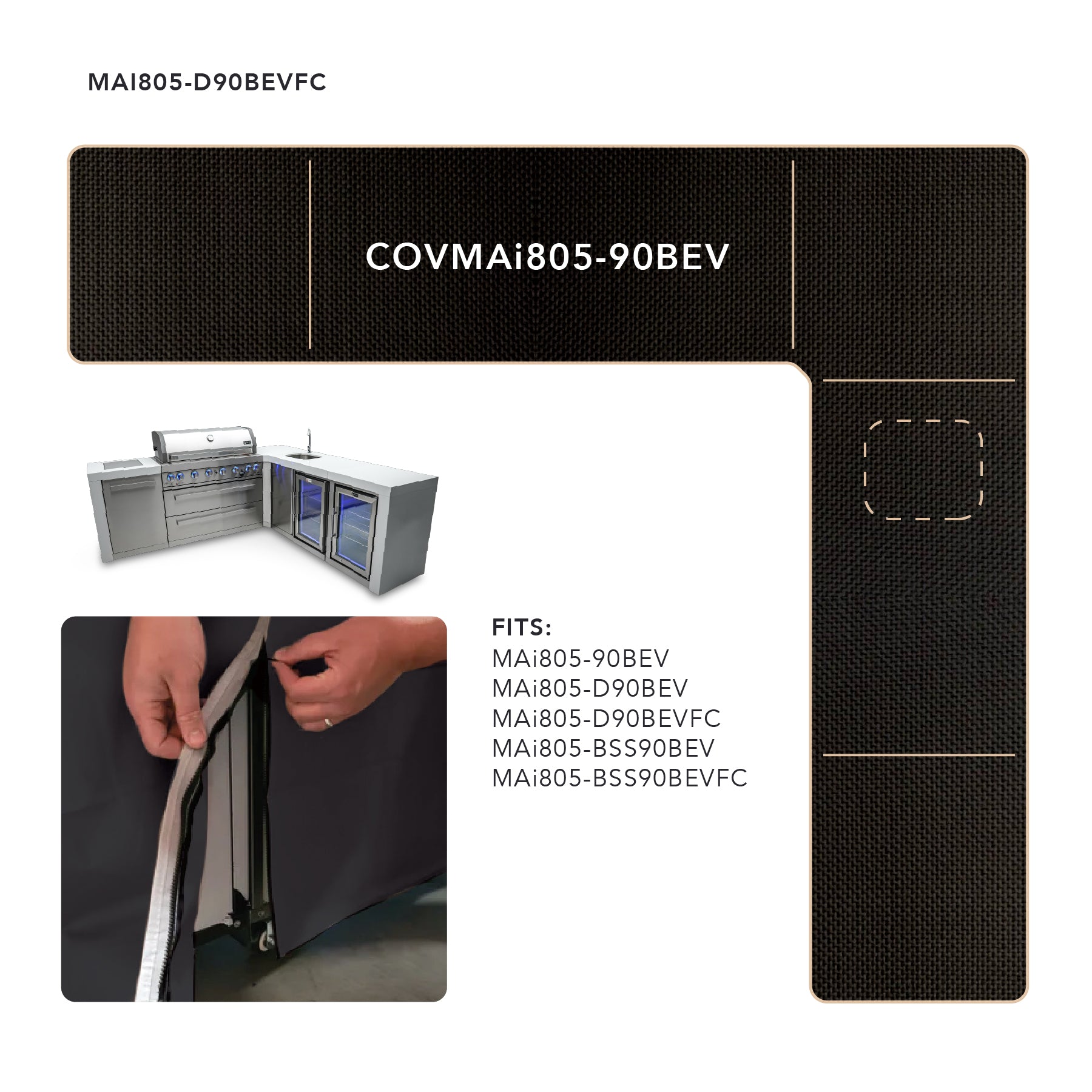 Cover for 805  Island with a 90 Degree Corner and Beverage Center - Mont Alpi Canada