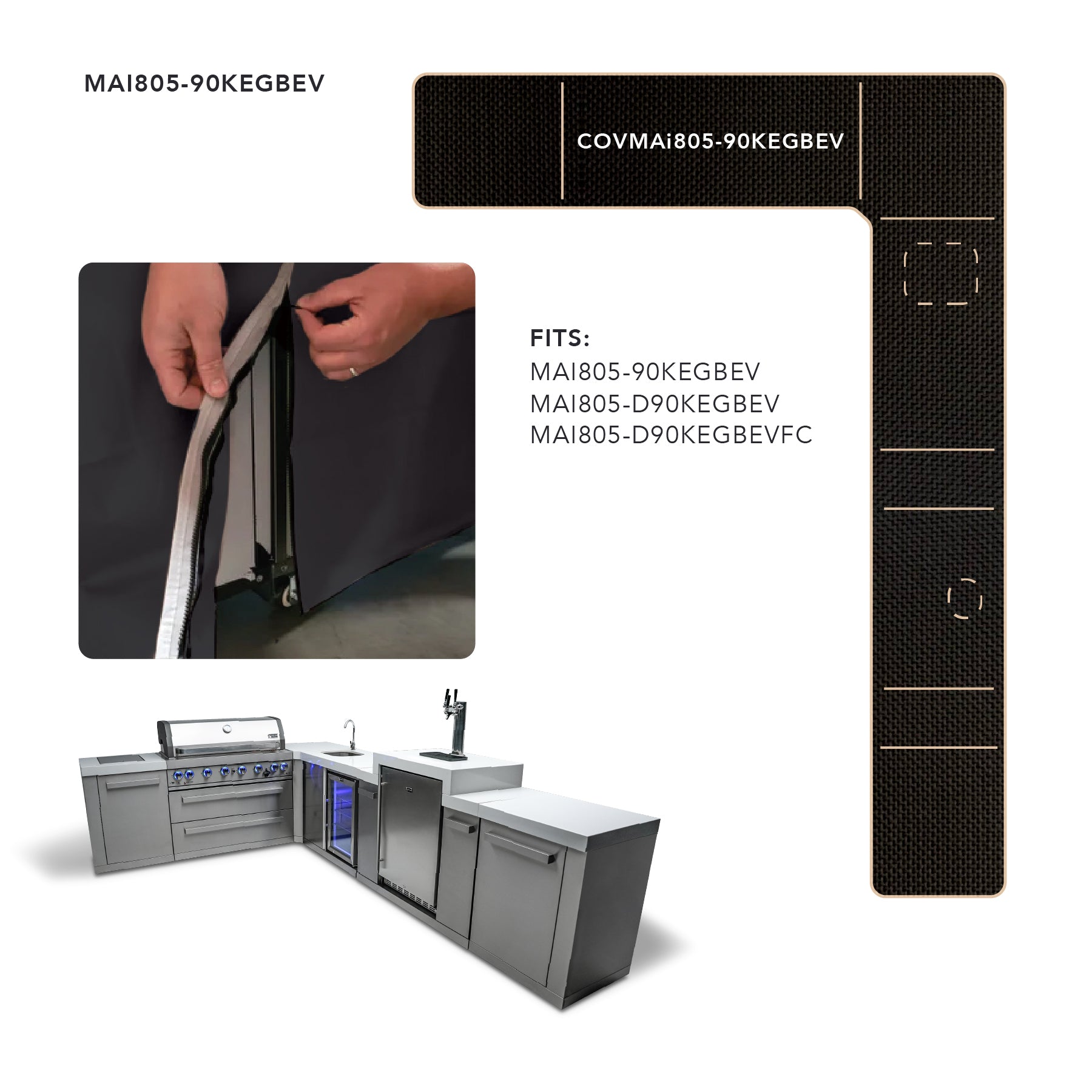 Cover for 805  Island with a 90 Degree Corner, Kegerator and Beverage Center - Mont Alpi Canada