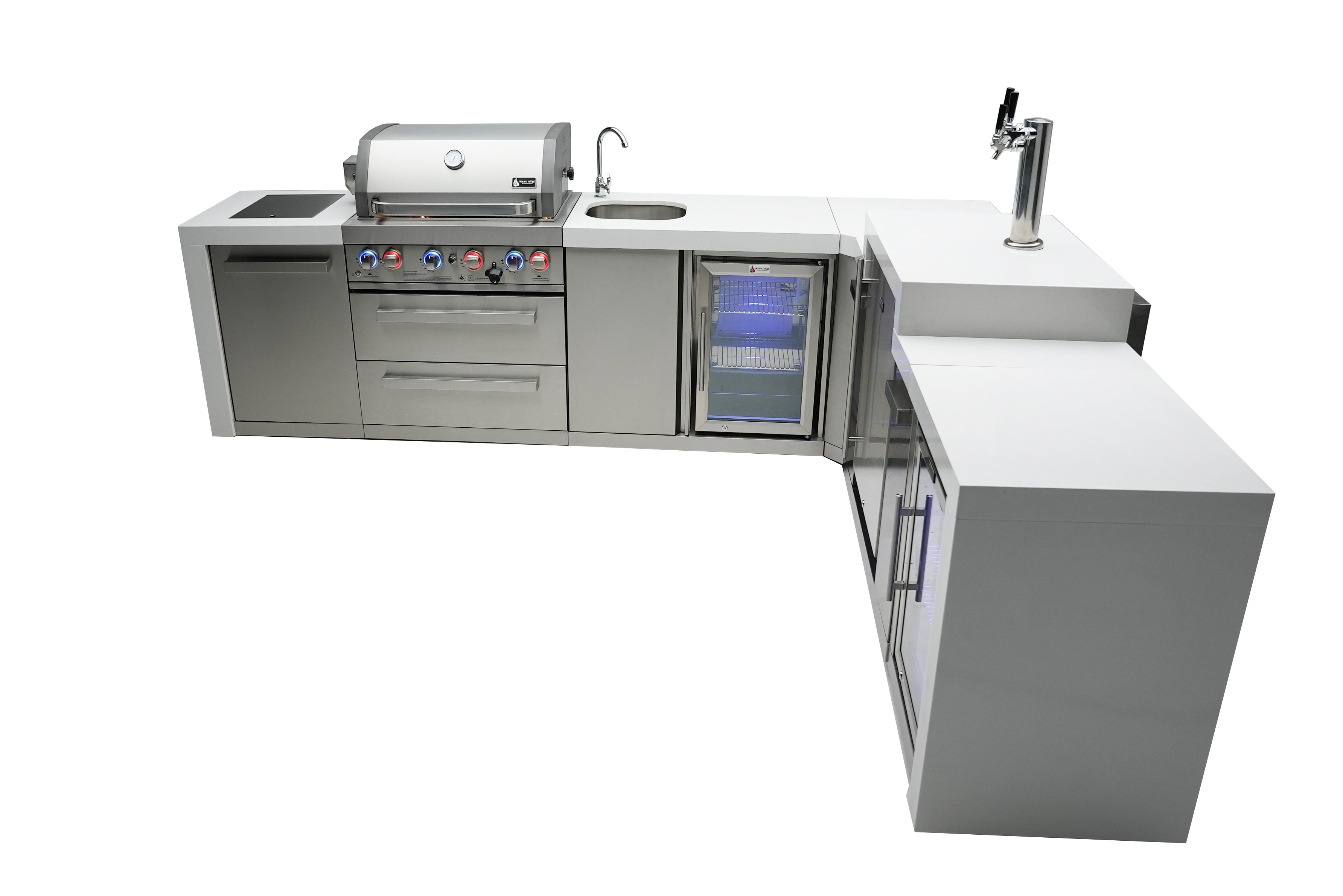 Mont Alpi 400 Deluxe Island with a 90 Degree Corner, Kegerator, Beverage Center and Fridge Cabinet - Mont Alpi