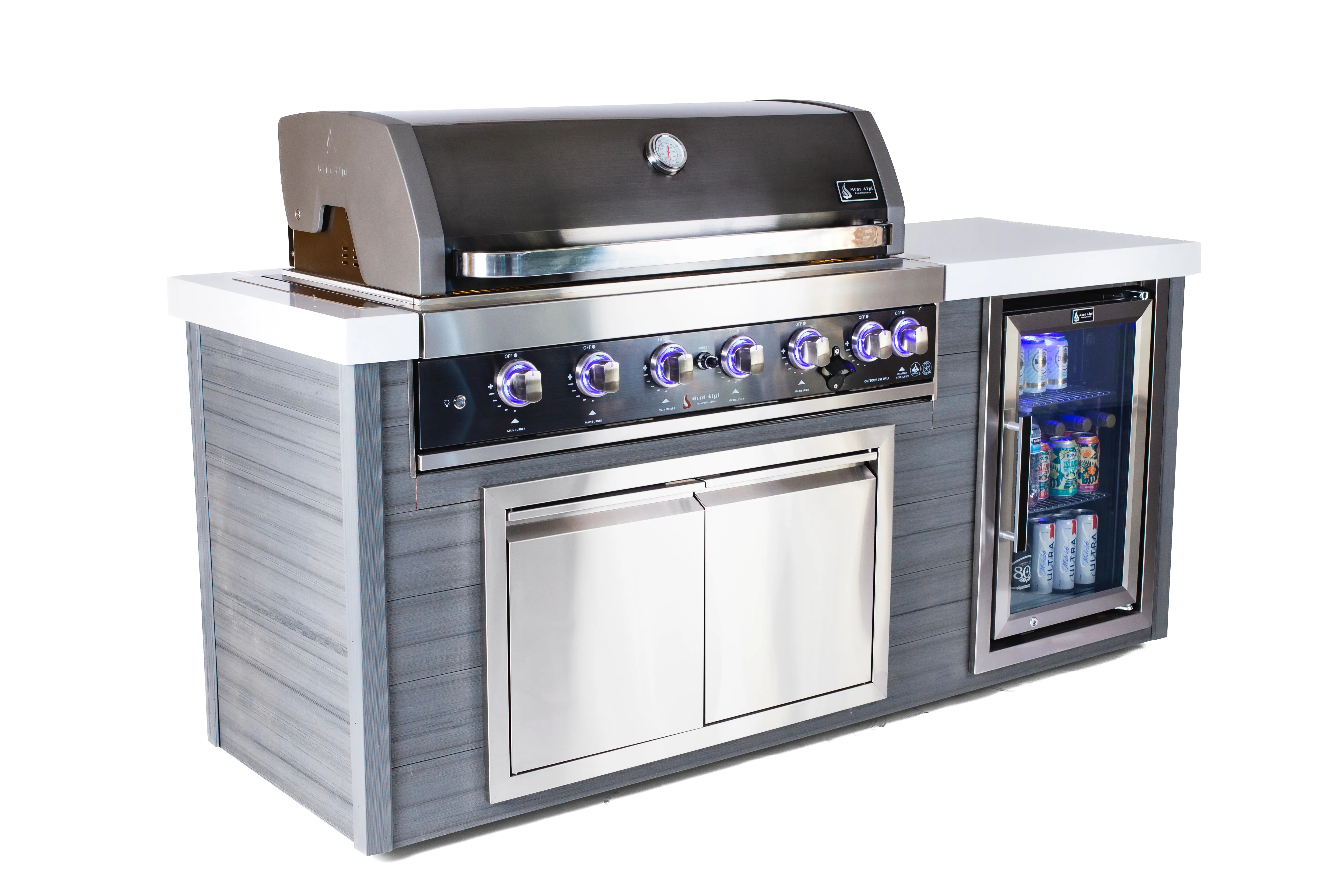 Mont Alpi 6 Burner Black Stainless Steel Artwood Outdoor Kitchen - Mont Alpi Canada