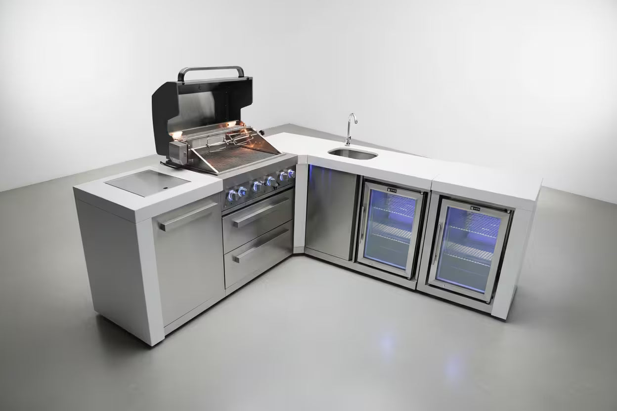 Mont Alpi 400 Deluxe Island with a 90 Degree Corner, Beverage center and Fridge Cabinet - Mont Alpi Canada