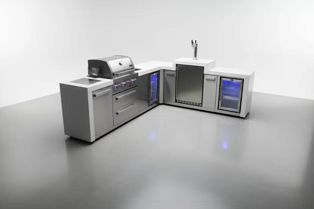 Mont Alpi 400 Deluxe Island with a 90 Degree Corner, Kegerator, Beverage Center and Fridge Cabinet - Mont Alpi Canada