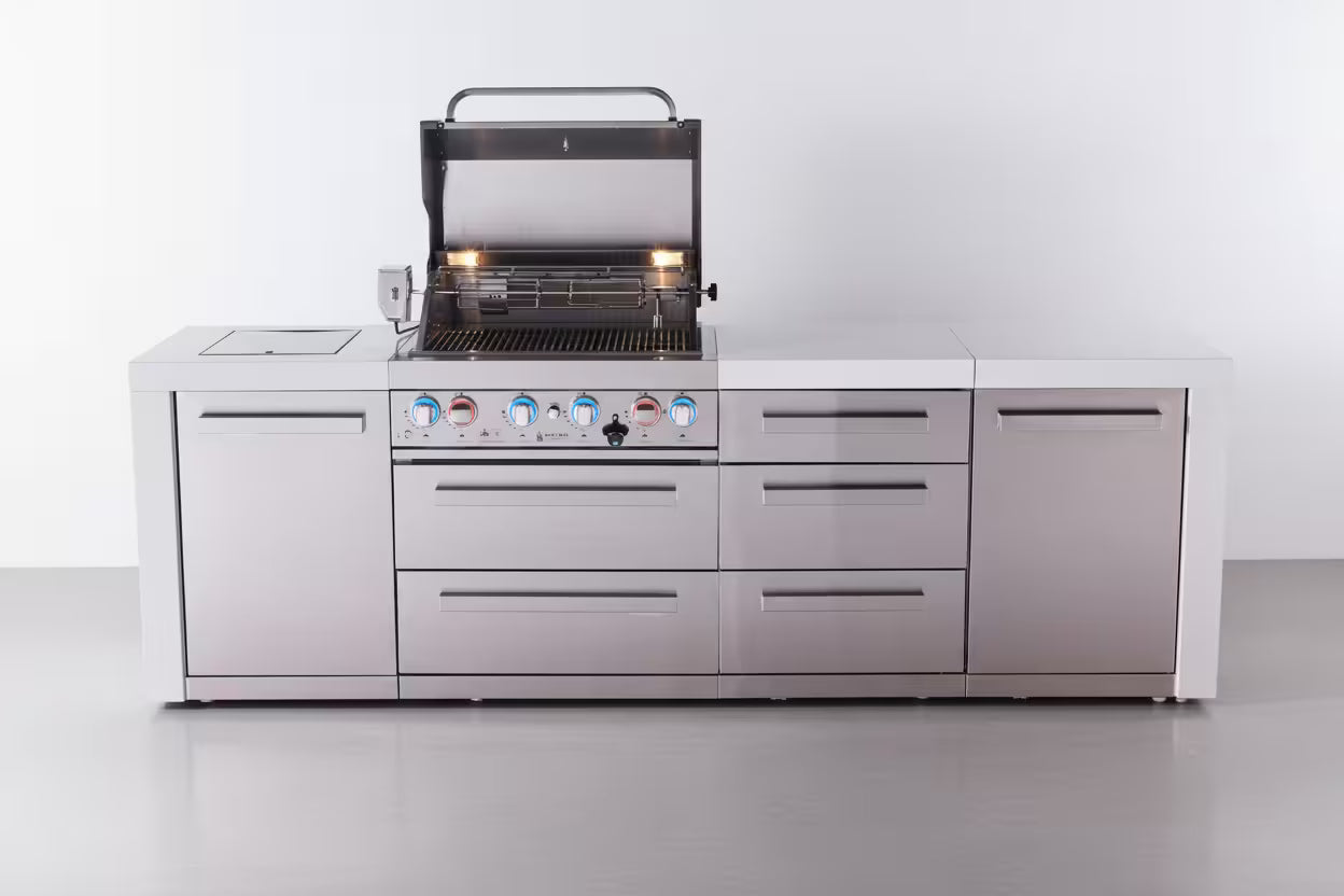 Mont Alpi 4-burner deluxe series outdoor kitchen island with extra drawer slides cabinet module - Mont Alpi Canada