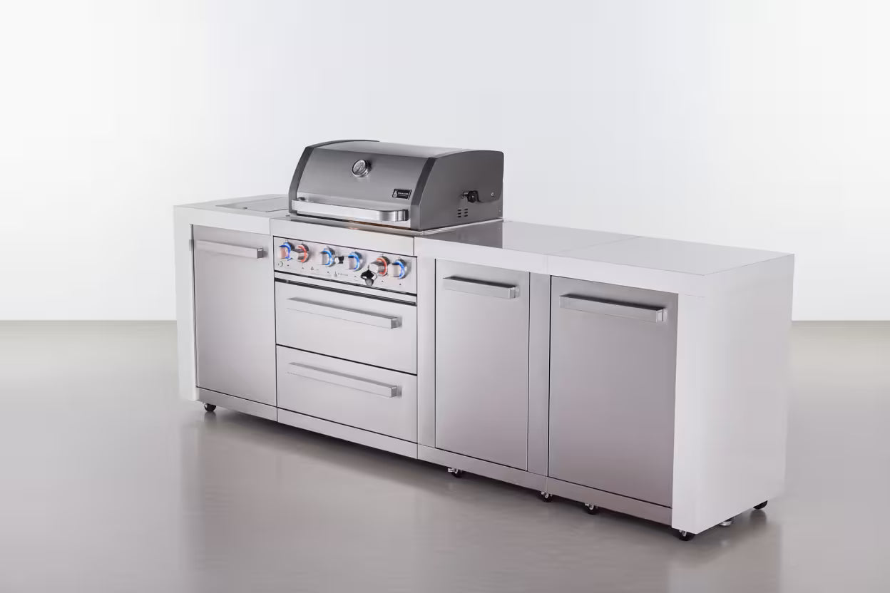 Mont Alpi 4-burner deluxe series outdoor kitchen island with extra storage cabinet module - Mont Alpi Canada