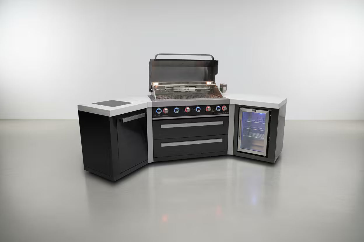 Mont Alpi 805 Black Stainless Steel Island with 45 Degree Corners and a Fridge Cabinet - Mont Alpi Canada