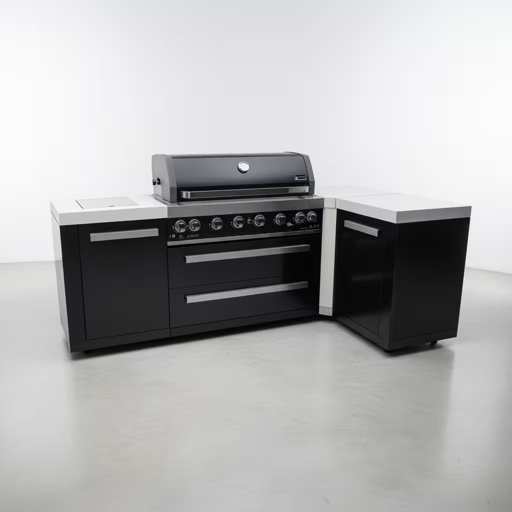 Mont Alpi 805 Black Stainless Steel Island with a 90 Degree Corner - Mont Alpi Canada