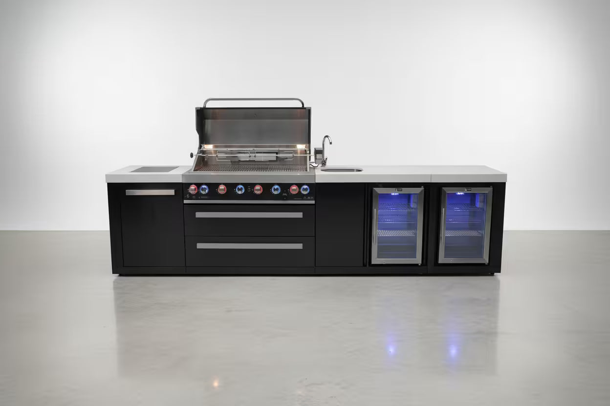 Mont Alpi 805 Black Stainless Steel Island with a Beverage Center and Fridge Cabinet - Mont Alpi Canada