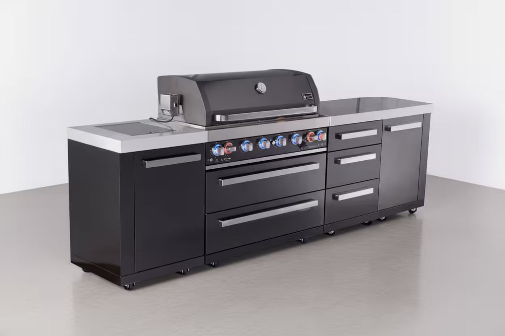 Mont Alpi 6-burner black series outdoor kitchen island with extra drawer slides cabinet module - Mont Alpi Canada