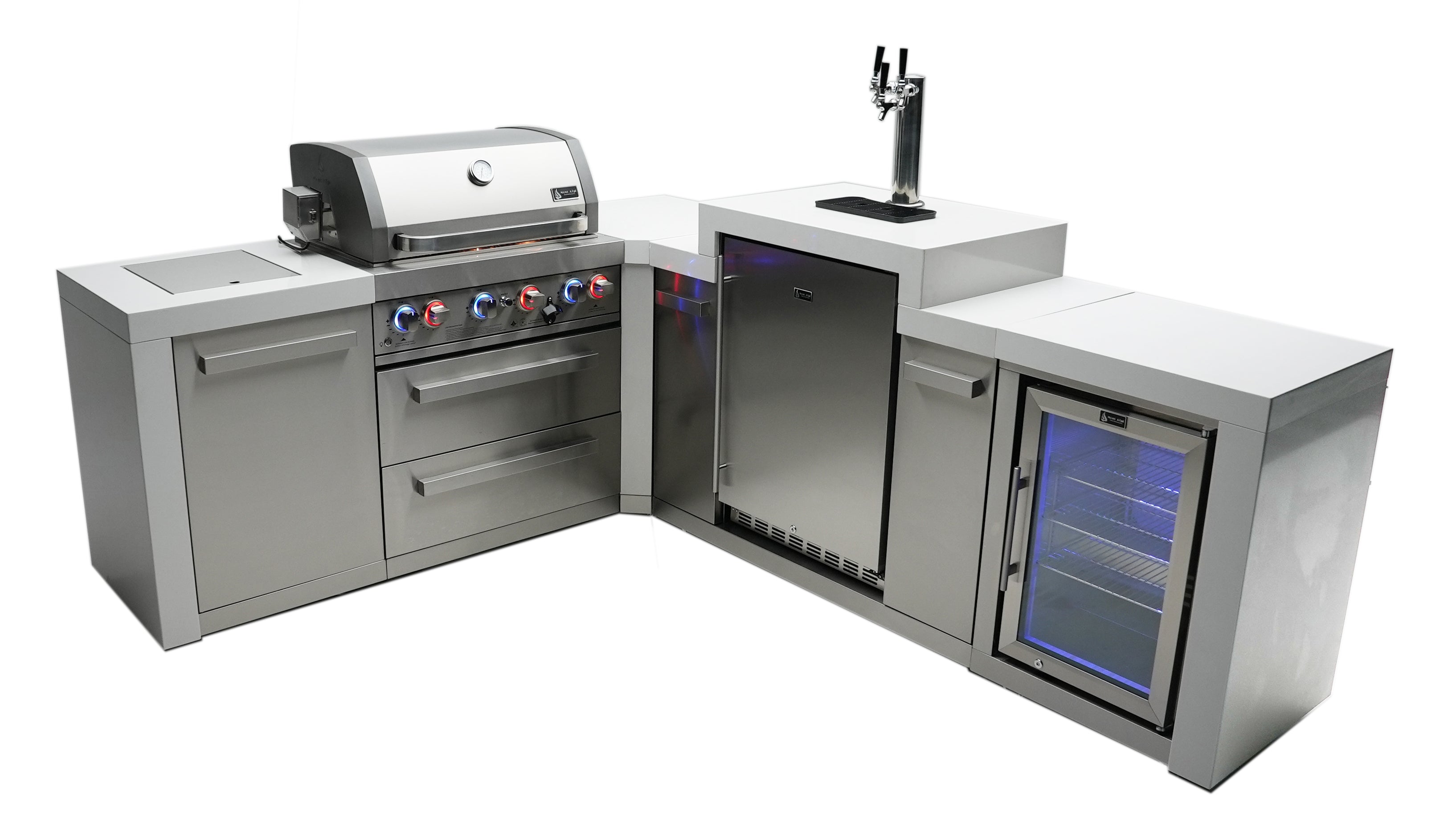 Mont Alpi 400 Deluxe Island with a 90 Degree Corner, Kegerator and Fridge Cabinet - Mont Alpi