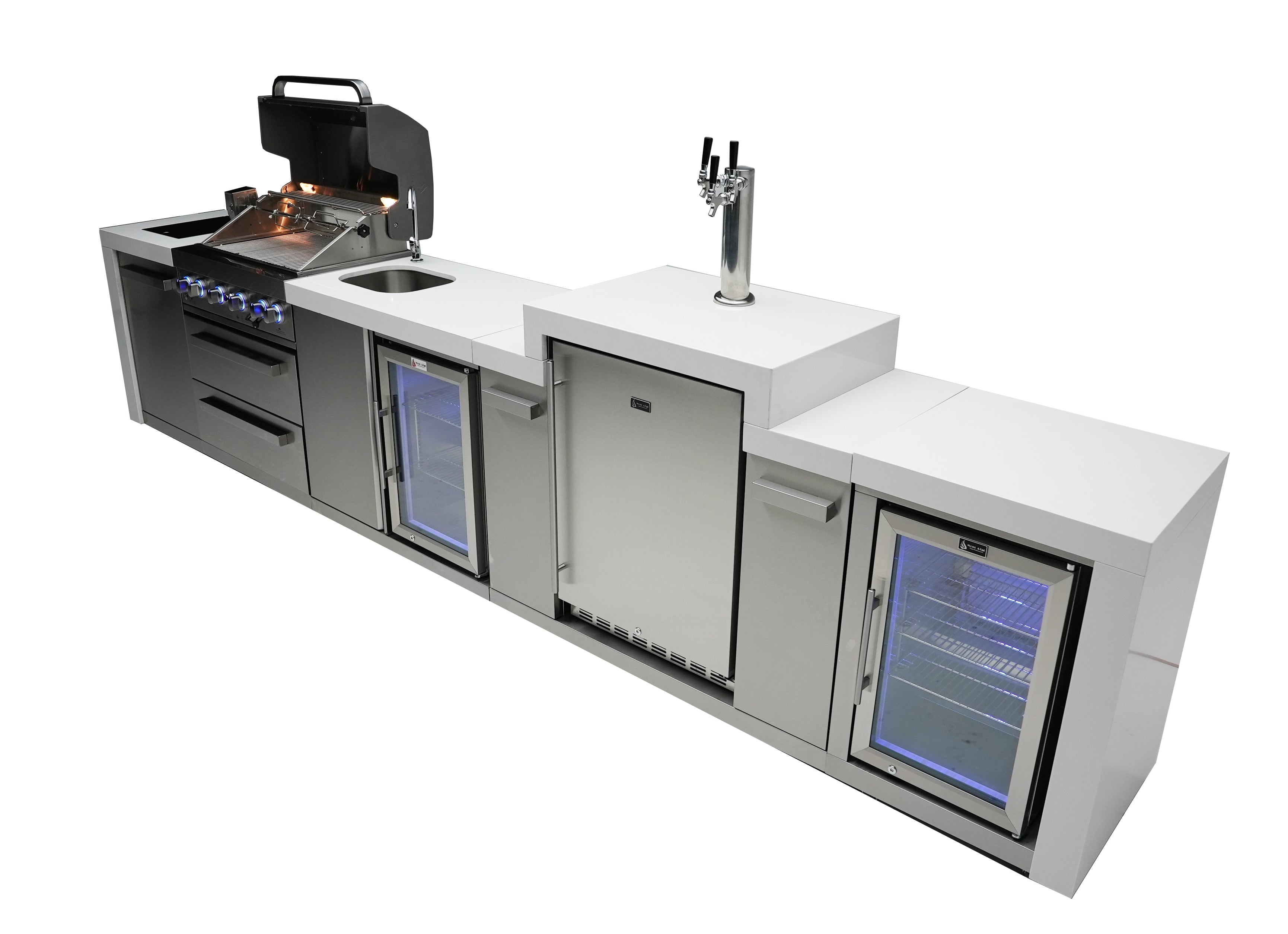 Mont Alpi 400 Deluxe Island with a Kegerator, Beverage Center and Fridge Cabinet - Mont Alpi