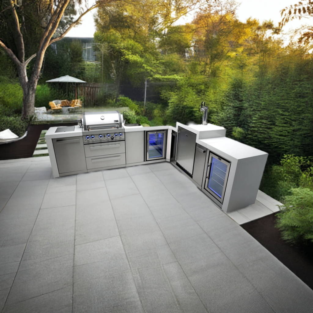 Mont Alpi 400 Deluxe Island with a 90 Degree Corner, Kegerator, Beverage Center and Fridge Cabinet - Mont Alpi Canada