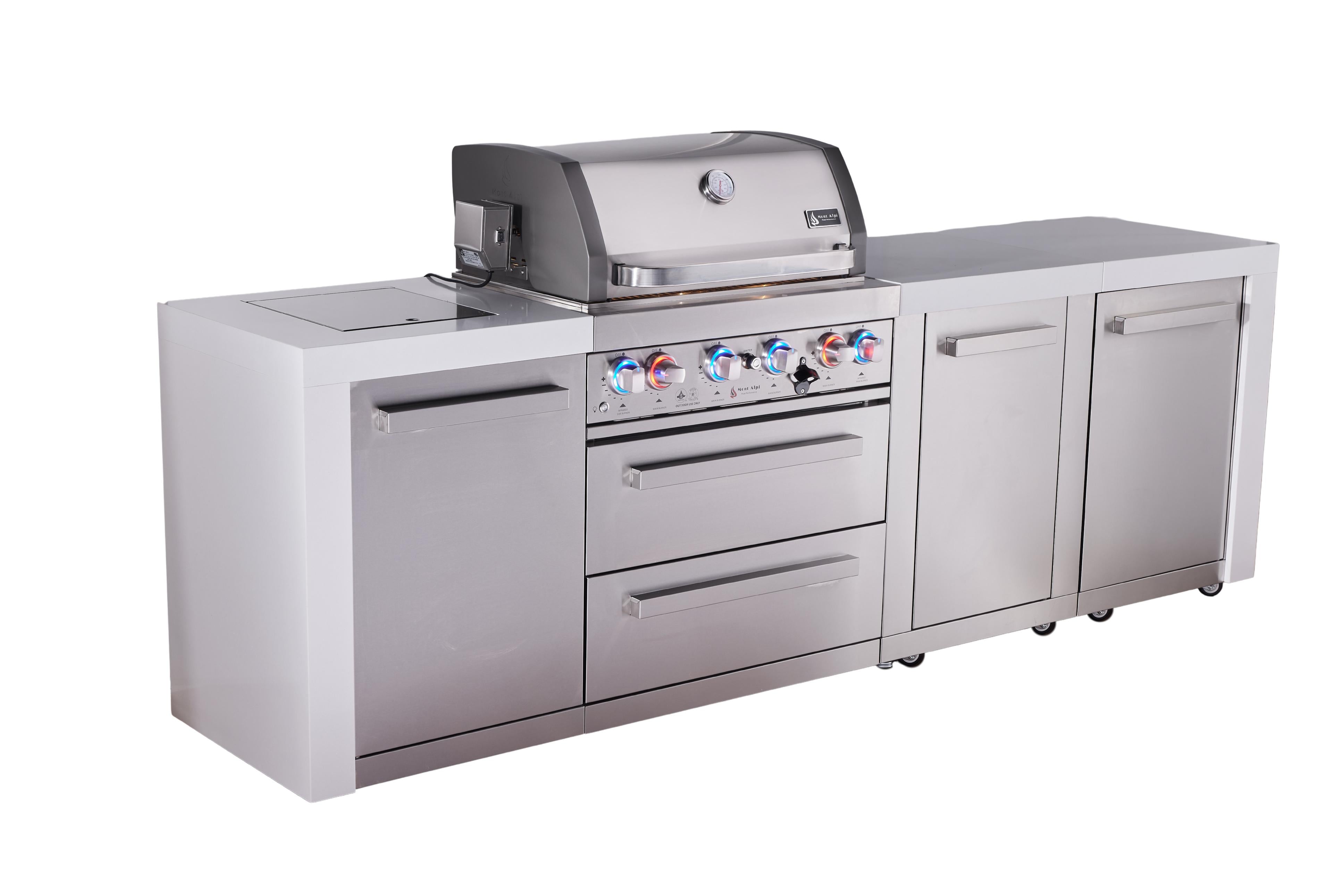 Mont Alpi 4-burner deluxe series outdoor kitchen island with extra storage cabinet module - Mont Alpi Canada