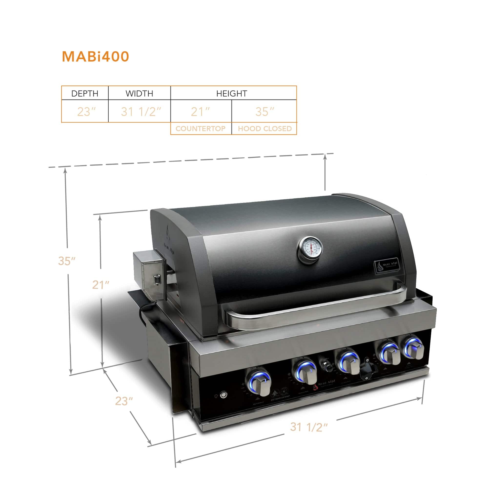 Mont Alpi 32" Black Stainless Steel Built in Grill - Mont Alpi