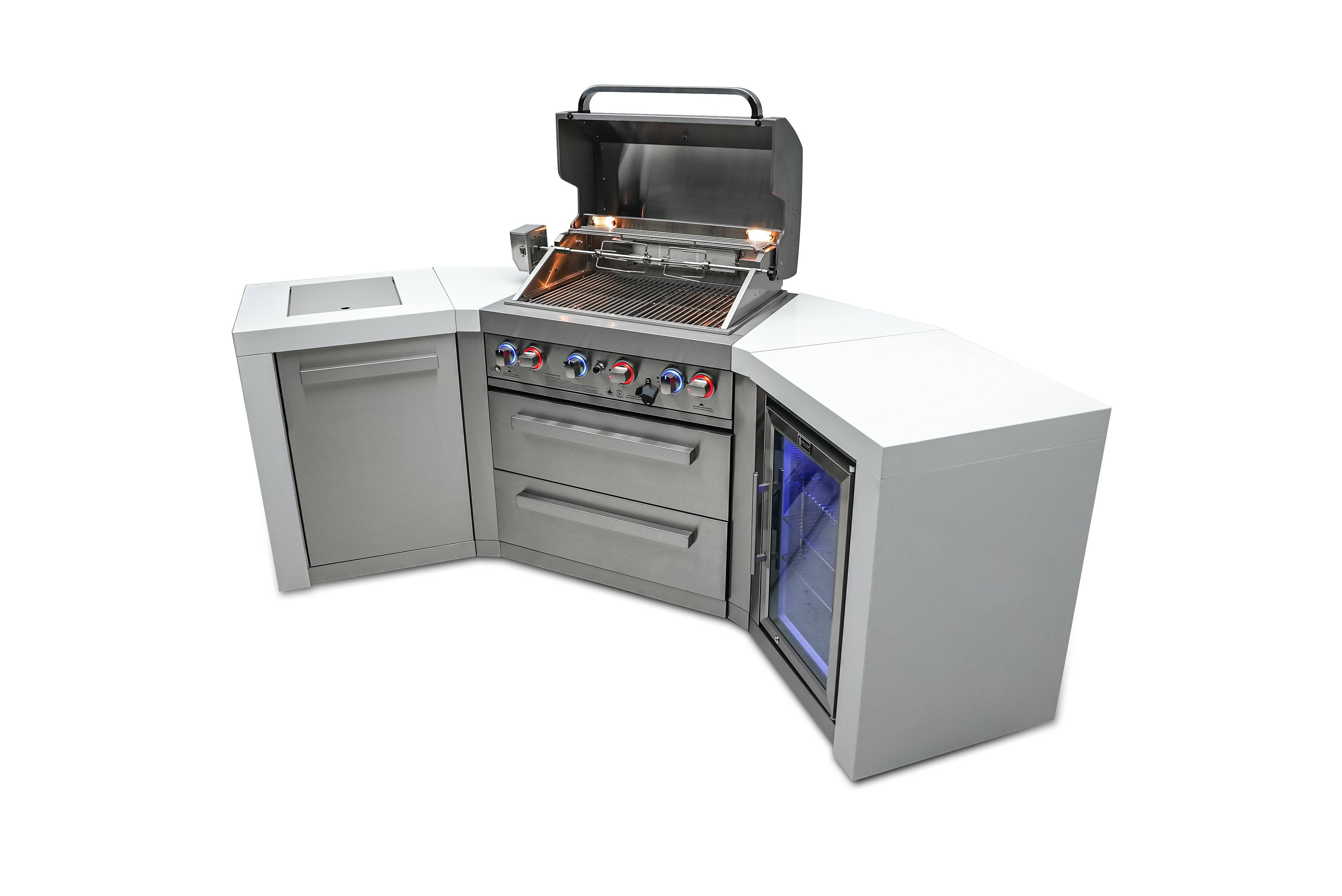 Mont Alpi 400 Deluxe Island with 45 Degree Corners and a Fridge Cabinet - Mont Alpi