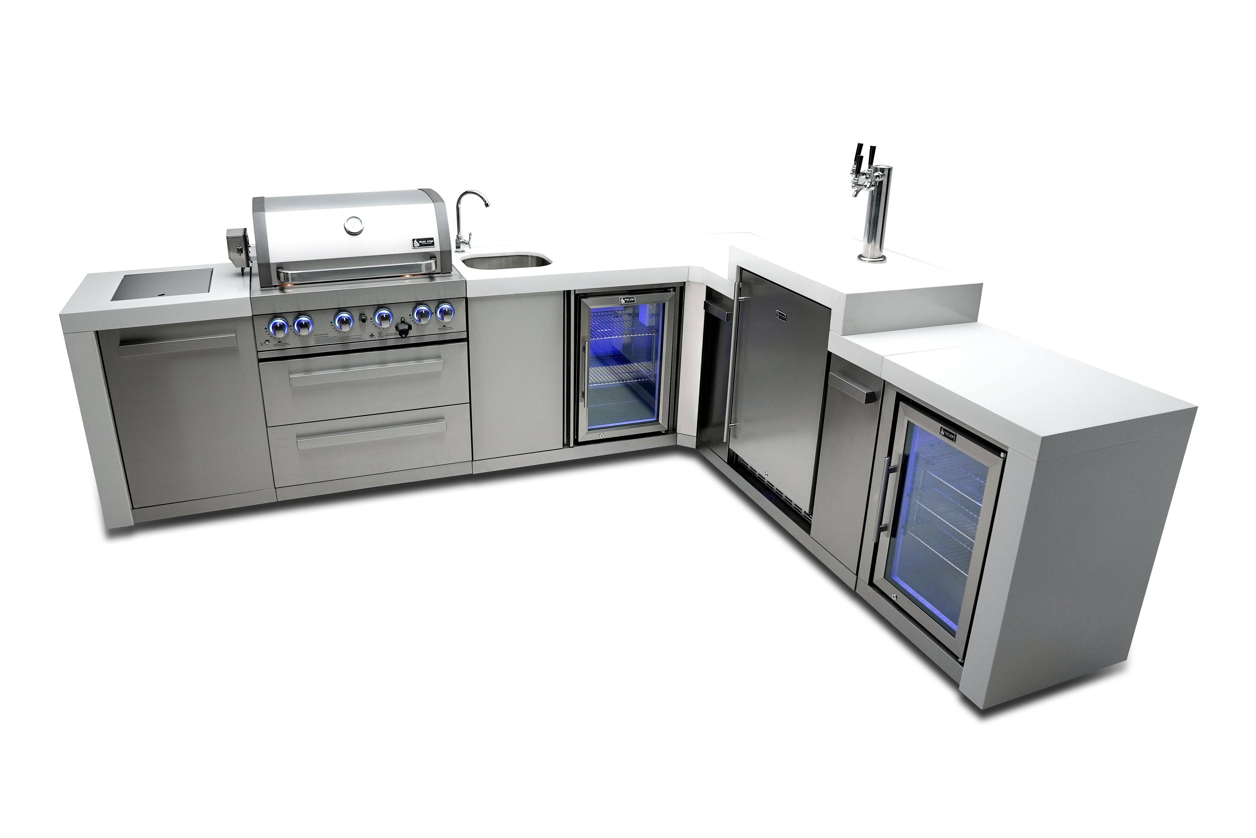 Mont Alpi 400 Deluxe Island with a 90 Degree Corner, Kegerator, Beverage Center and Fridge Cabinet - Mont Alpi