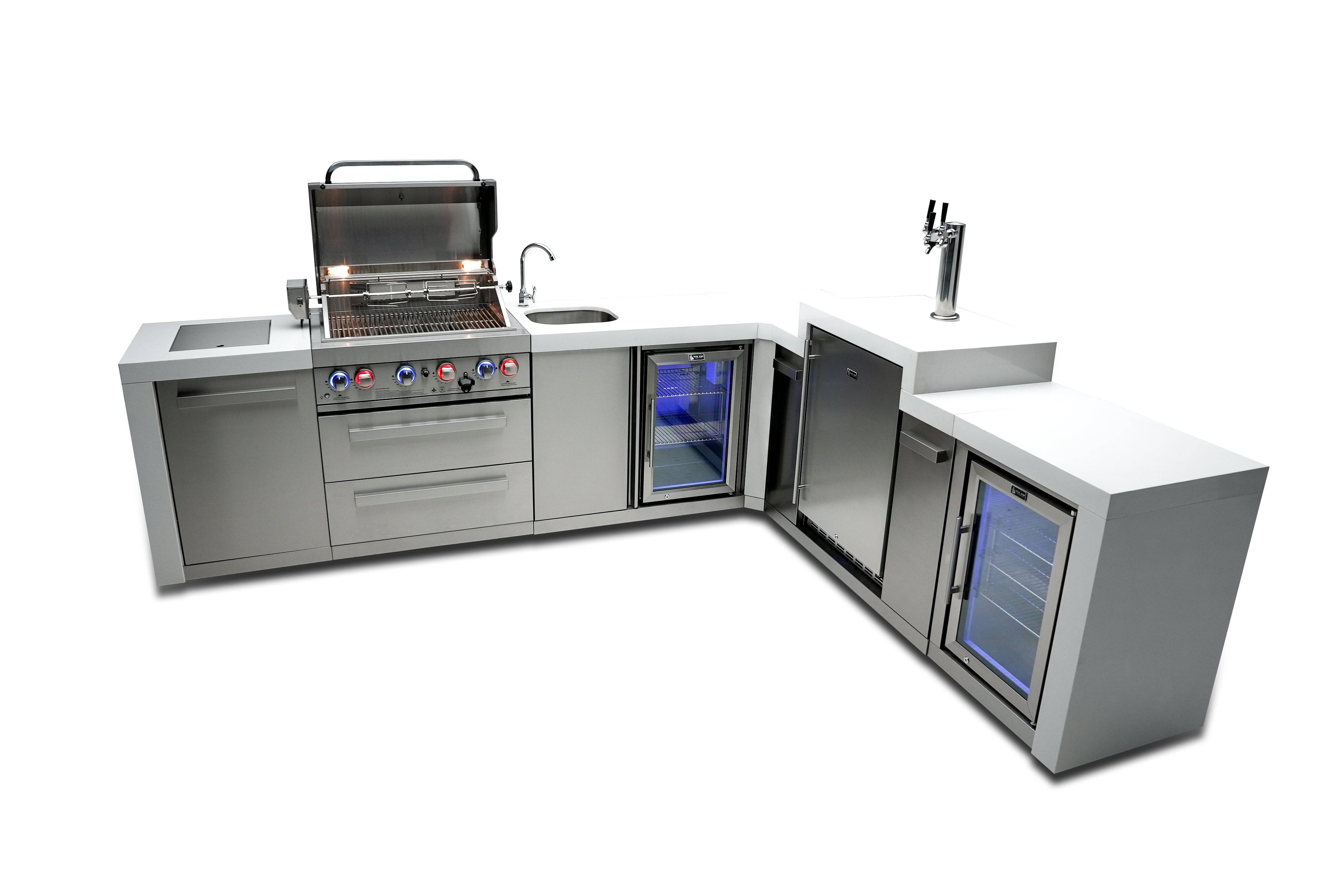 Mont Alpi 400 Deluxe Island with a 90 Degree Corner, Kegerator, Beverage Center and Fridge Cabinet - Mont Alpi