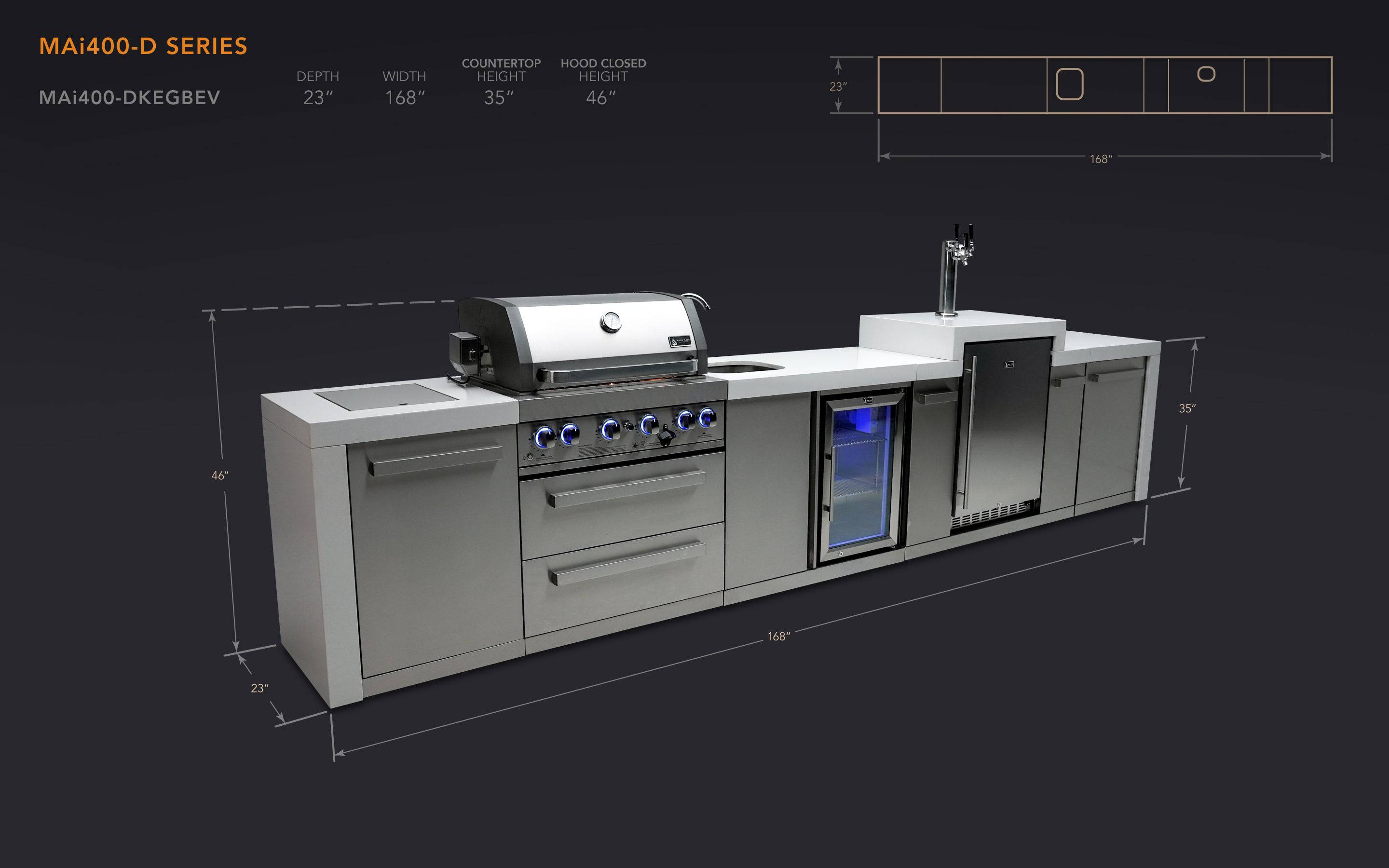 Mont Alpi 400 Deluxe Island with a Kegerator and a Beverage Center - Mont Alpi