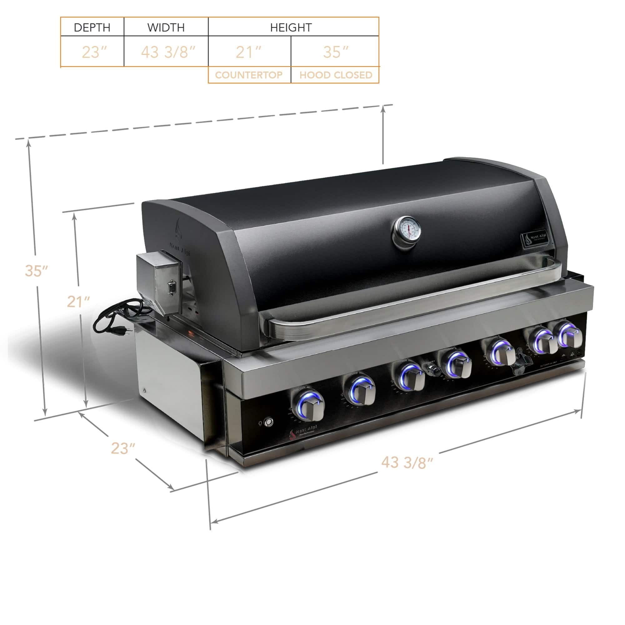 Mont Alpi 44" Black Stainless Steel Built in Grill - Mont Alpi
