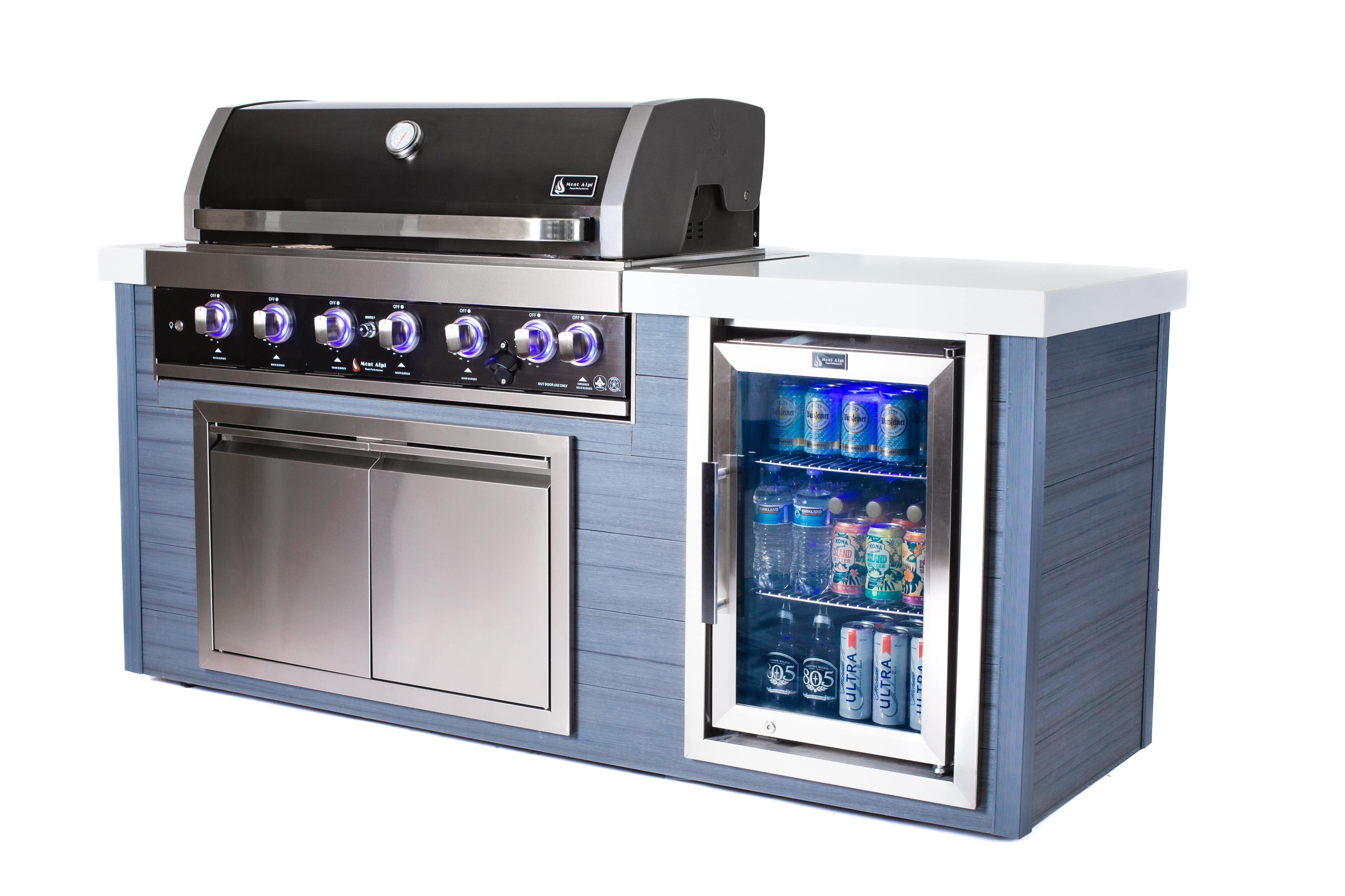 Mont Alpi 6-Burner Black Stainless Steel Art-wood Outdoor Island Grill - Mont Alpi