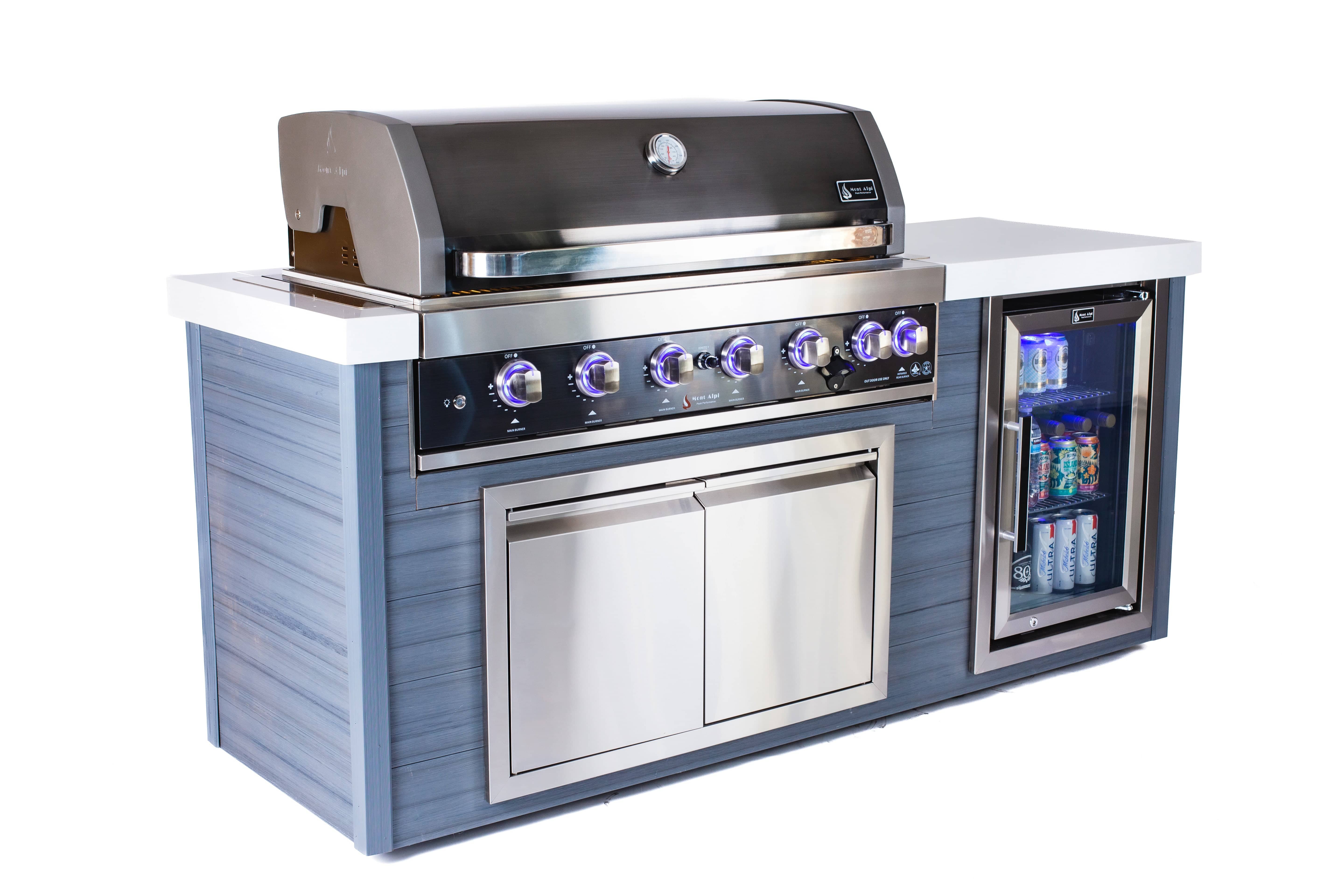 Mont Alpi 6-Burner Black Stainless Steel Art-wood Outdoor Island Grill - Mont Alpi