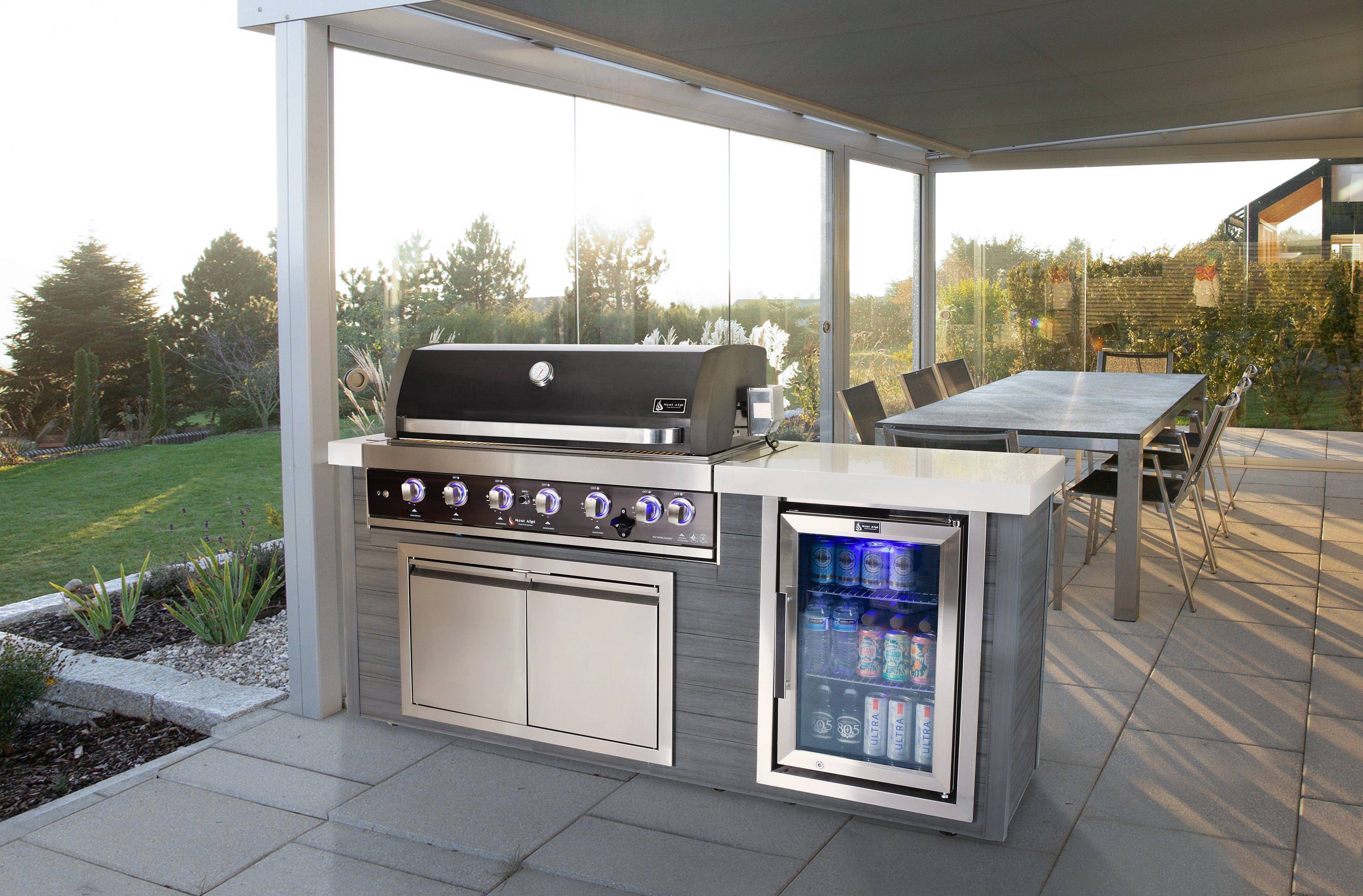 Mont Alpi 6-Burner Black Stainless Steel Art-wood Outdoor Island Grill - Mont Alpi