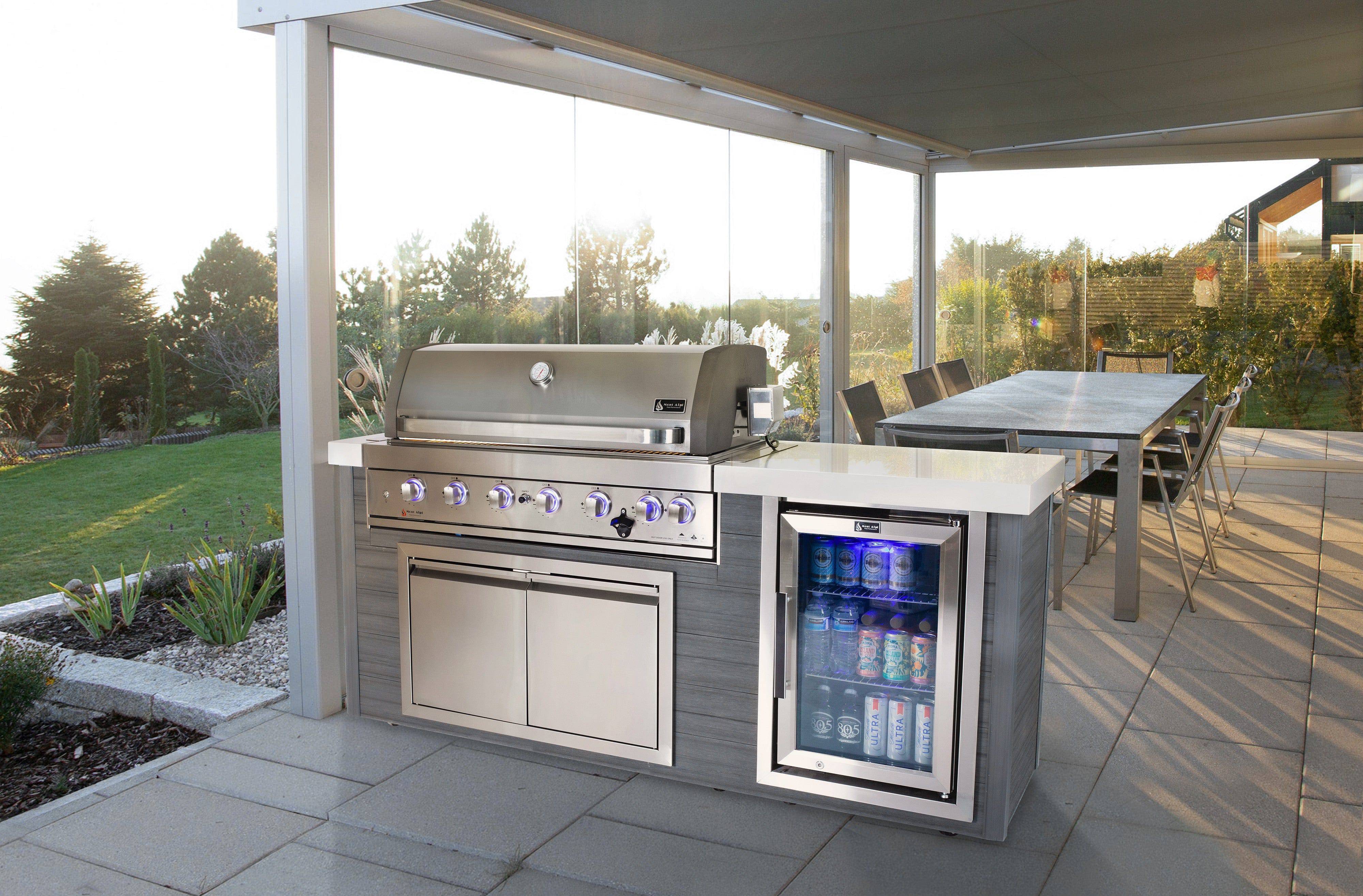 Mont Alpi 6-Burner Stainless Steel Art-wood Outdoor Island Grill - Mont Alpi