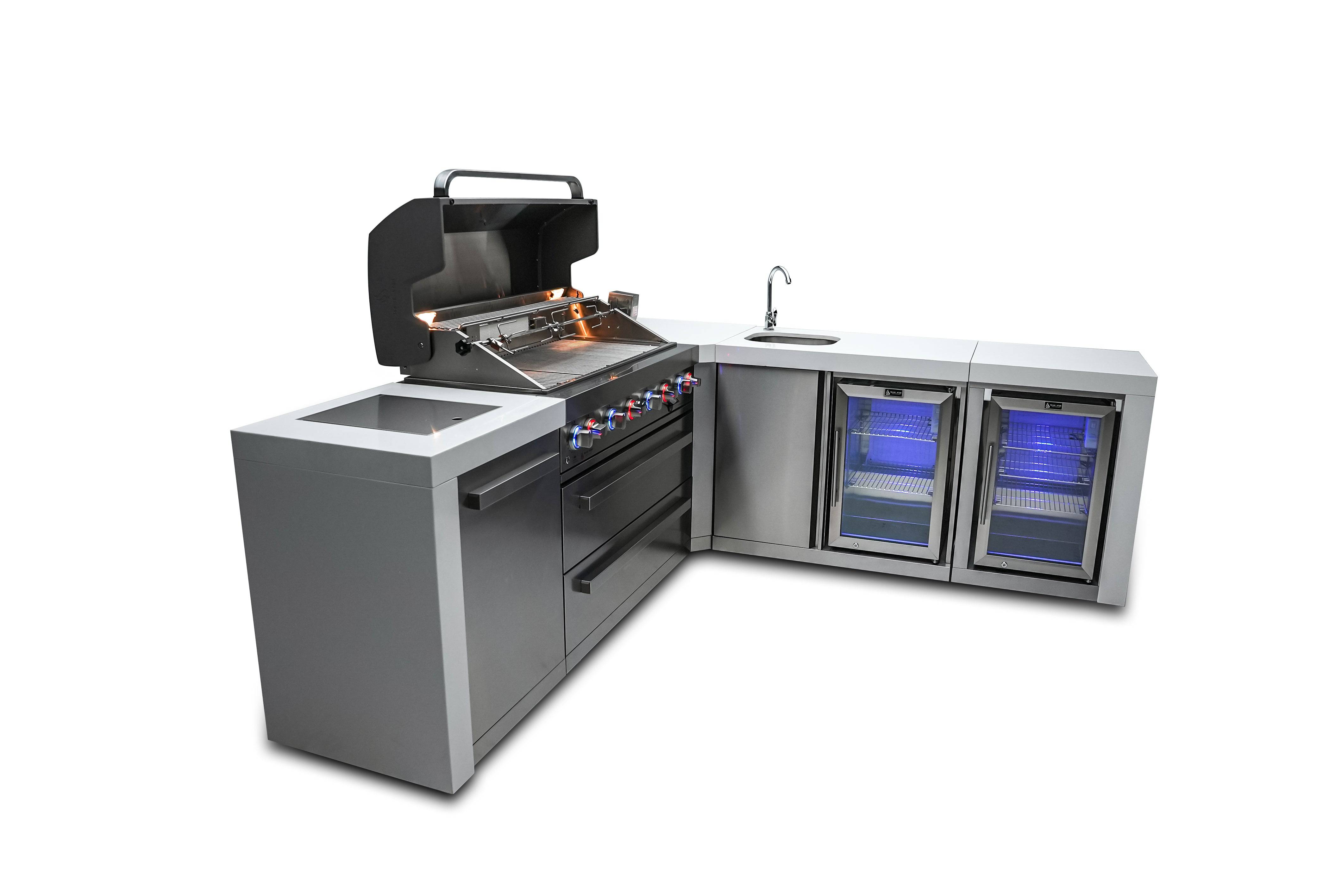 Mont Alpi 805 Deluxe Island with a 90 Degree Corner, Beverage center and Fridge Cabinet - Mont Alpi