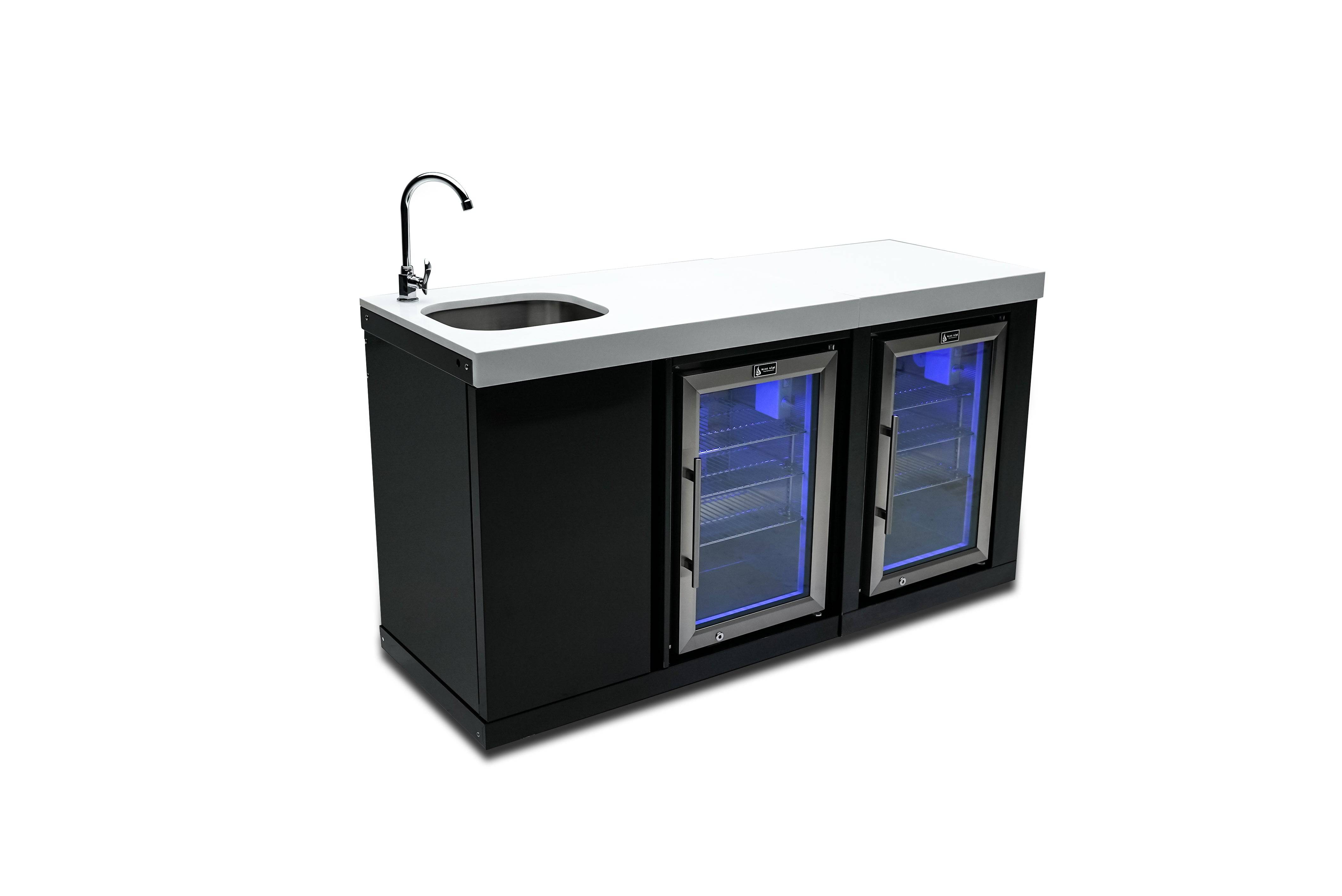 Mont Alpi Black Stainless Steel Beverage Center and Fridge Cabinet - Mont Alpi